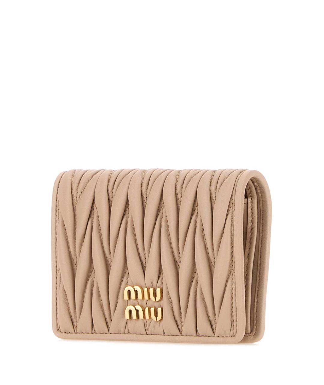 MIU MIU Бежевый кожаный кошелек, фото 2