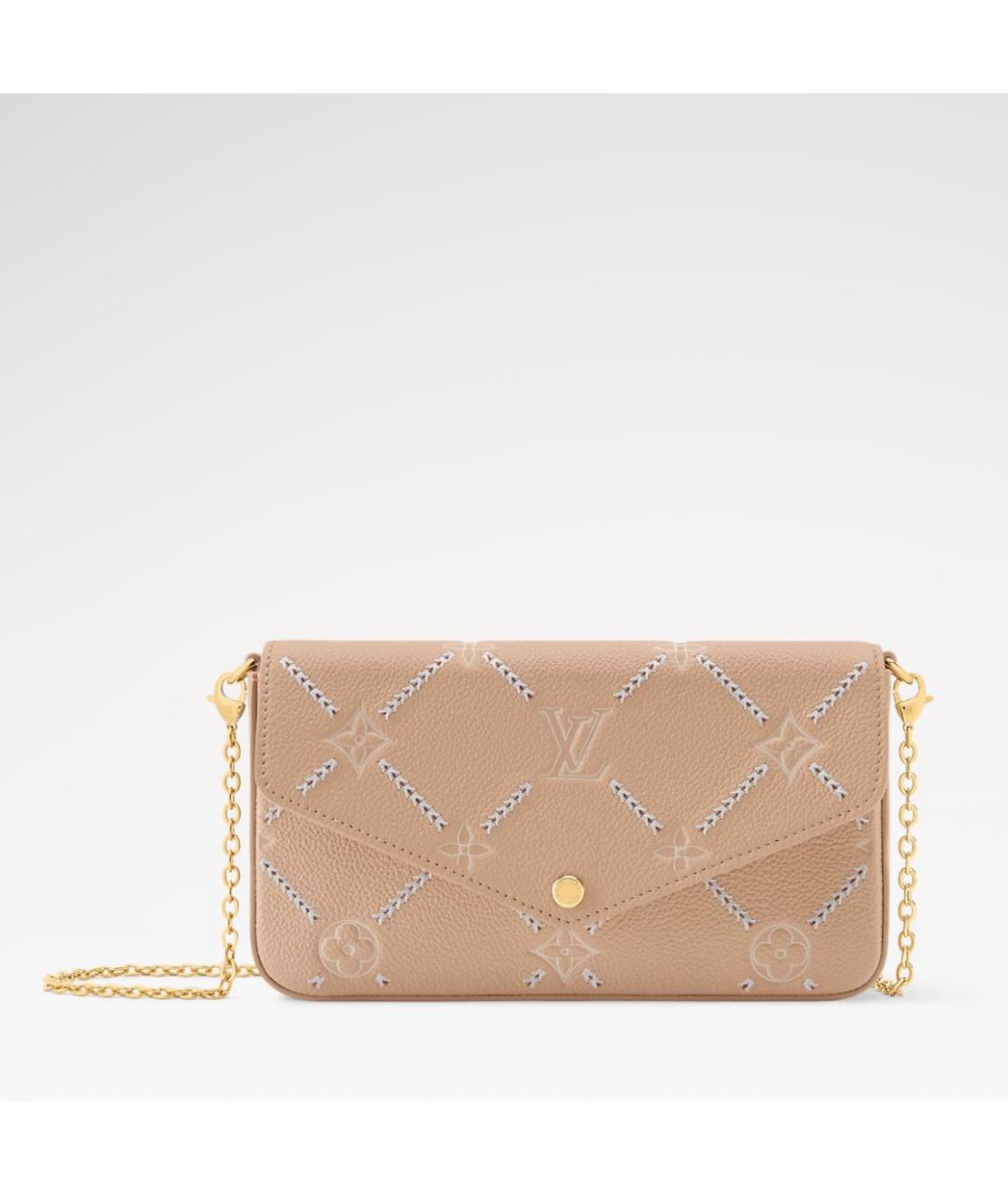 LOUIS VUITTON Бежевая кожаная сумка через плечо, фото 5