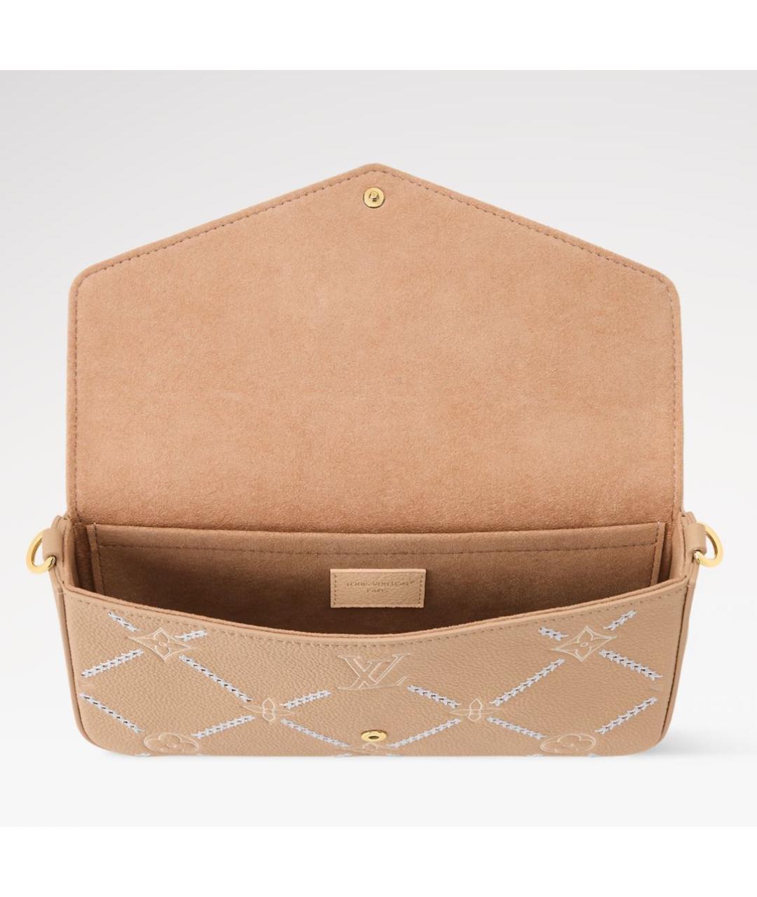 LOUIS VUITTON Бежевая кожаная сумка через плечо, фото 2