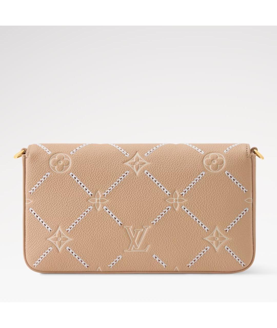 LOUIS VUITTON Бежевая кожаная сумка через плечо, фото 3