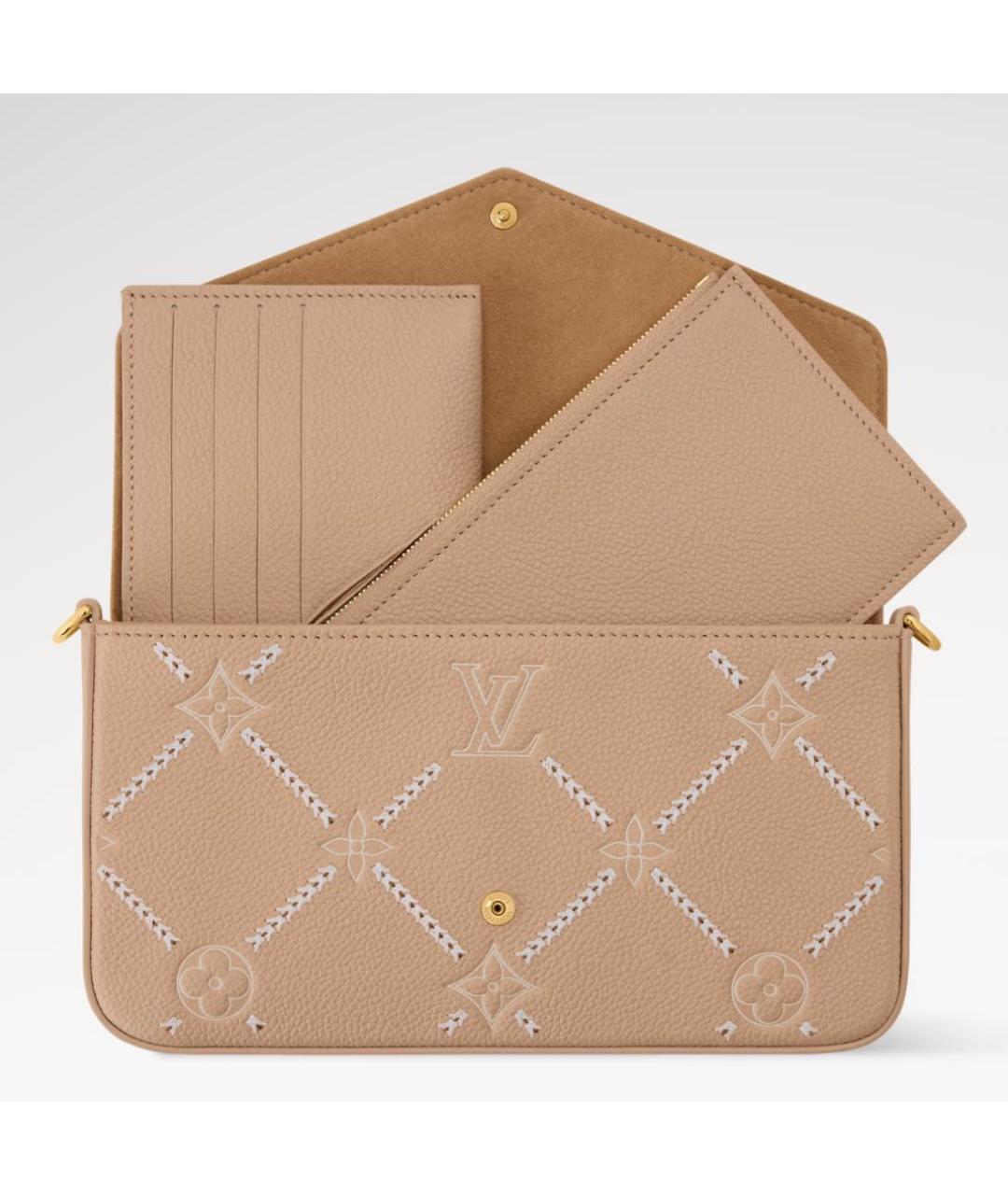 LOUIS VUITTON Бежевая кожаная сумка через плечо, фото 4