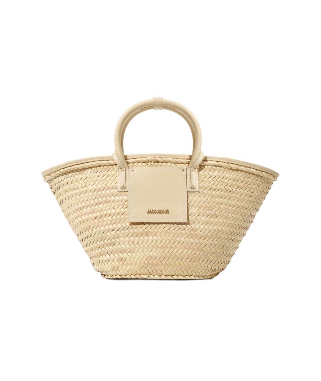 JACQUEMUS Бежевая пелетеная пляжная сумка, фото 1