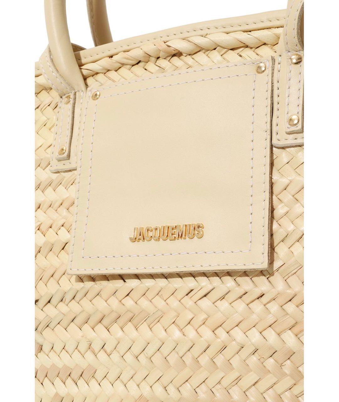JACQUEMUS Бежевая пелетеная пляжная сумка, фото 3