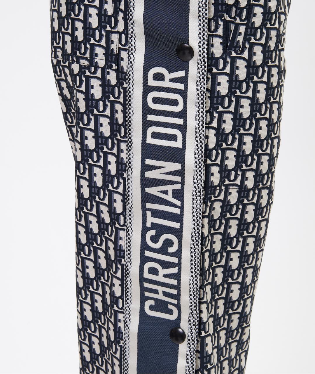 CHRISTIAN DIOR Синие полиэстеровые прямые брюки, фото 4