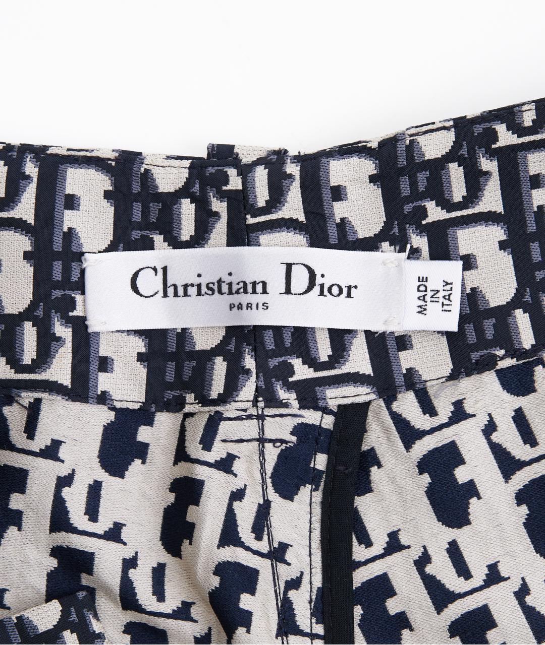 CHRISTIAN DIOR Синие полиэстеровые прямые брюки, фото 6
