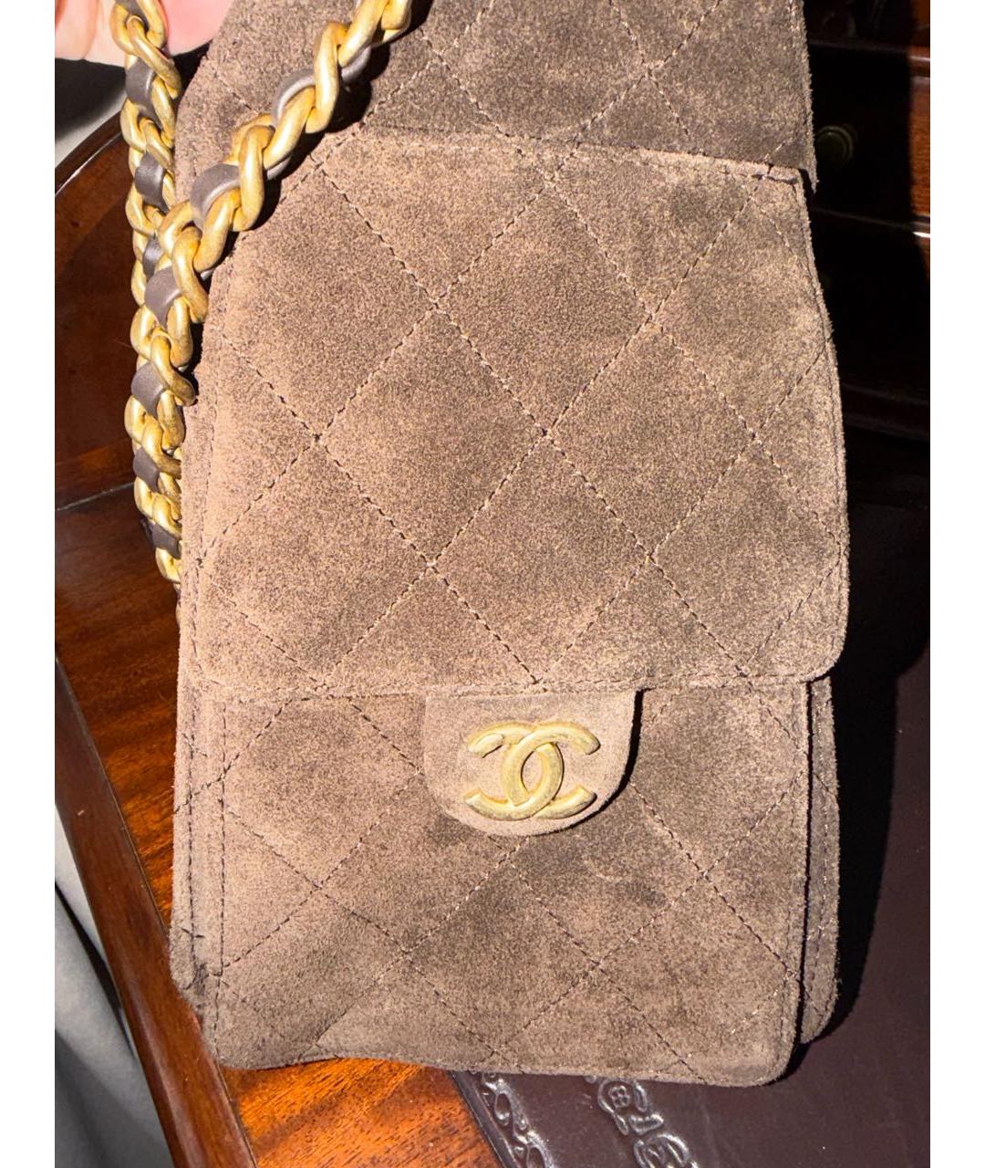 CHANEL Коричневая замшевая сумка через плечо, фото 5