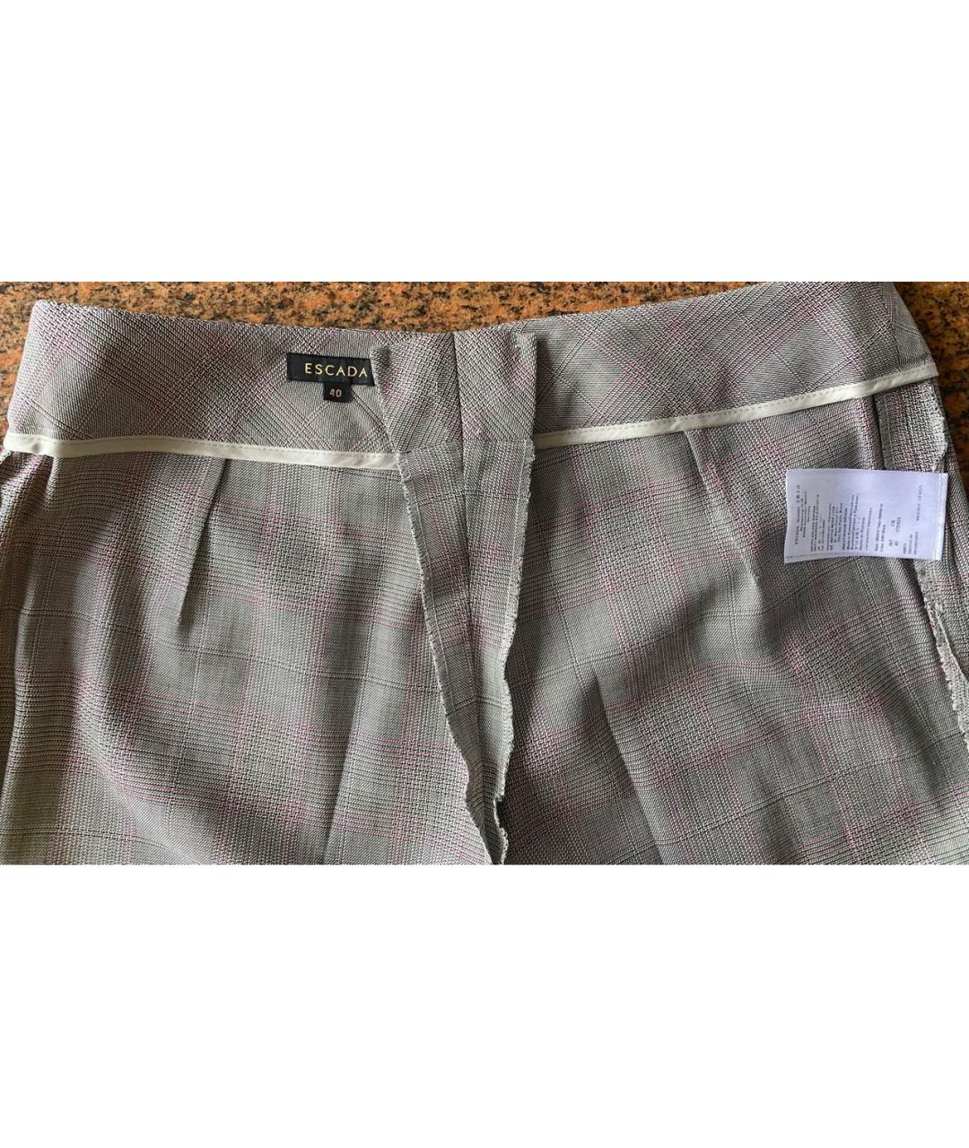 ESCADA Серые шерстяные прямые брюки, фото 3