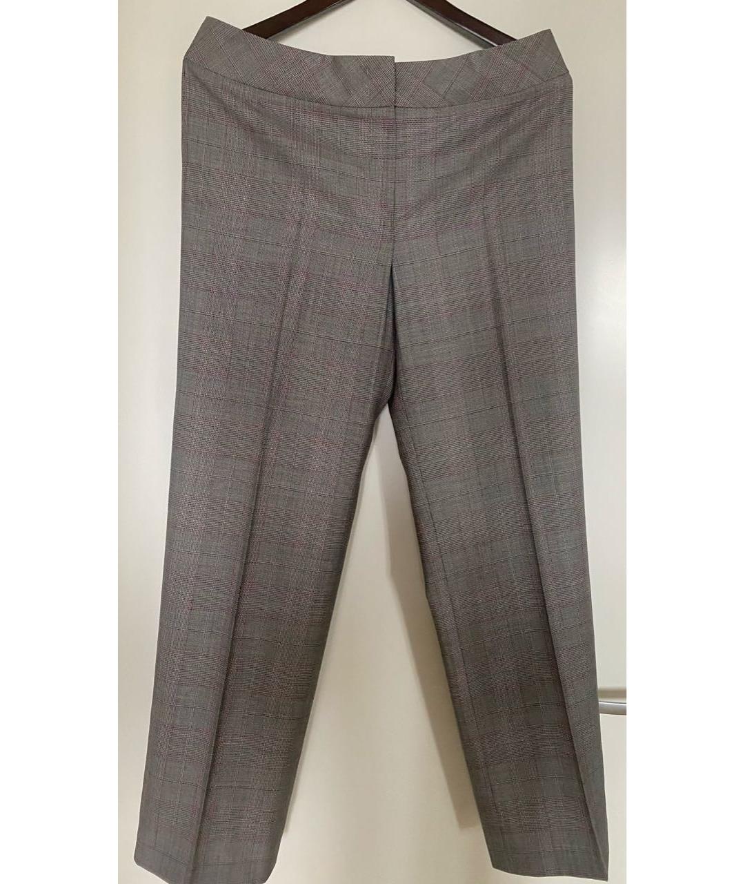 ESCADA Серые шерстяные прямые брюки, фото 9