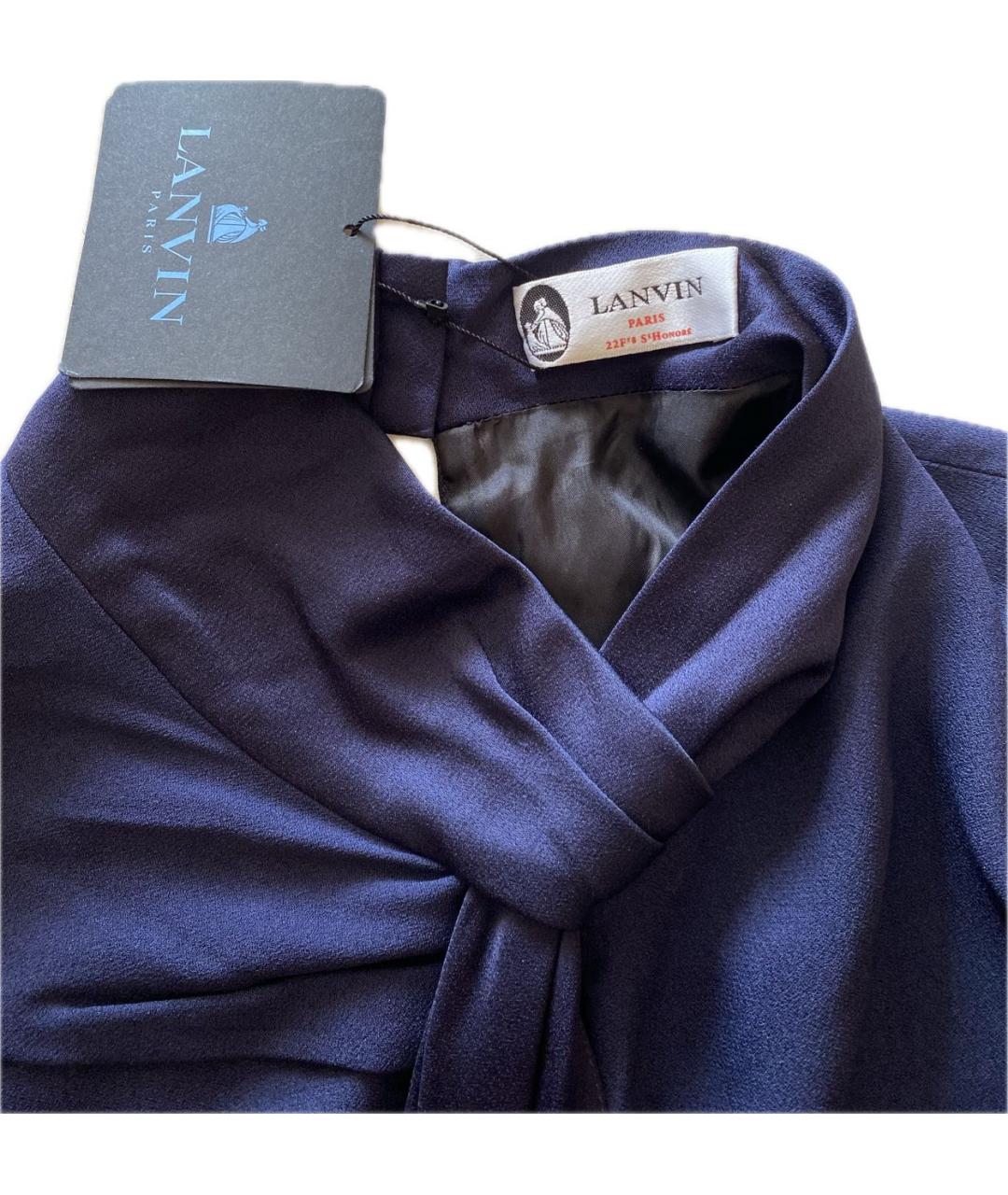 LANVIN Темно-синее шелковое повседневное платье, фото 3