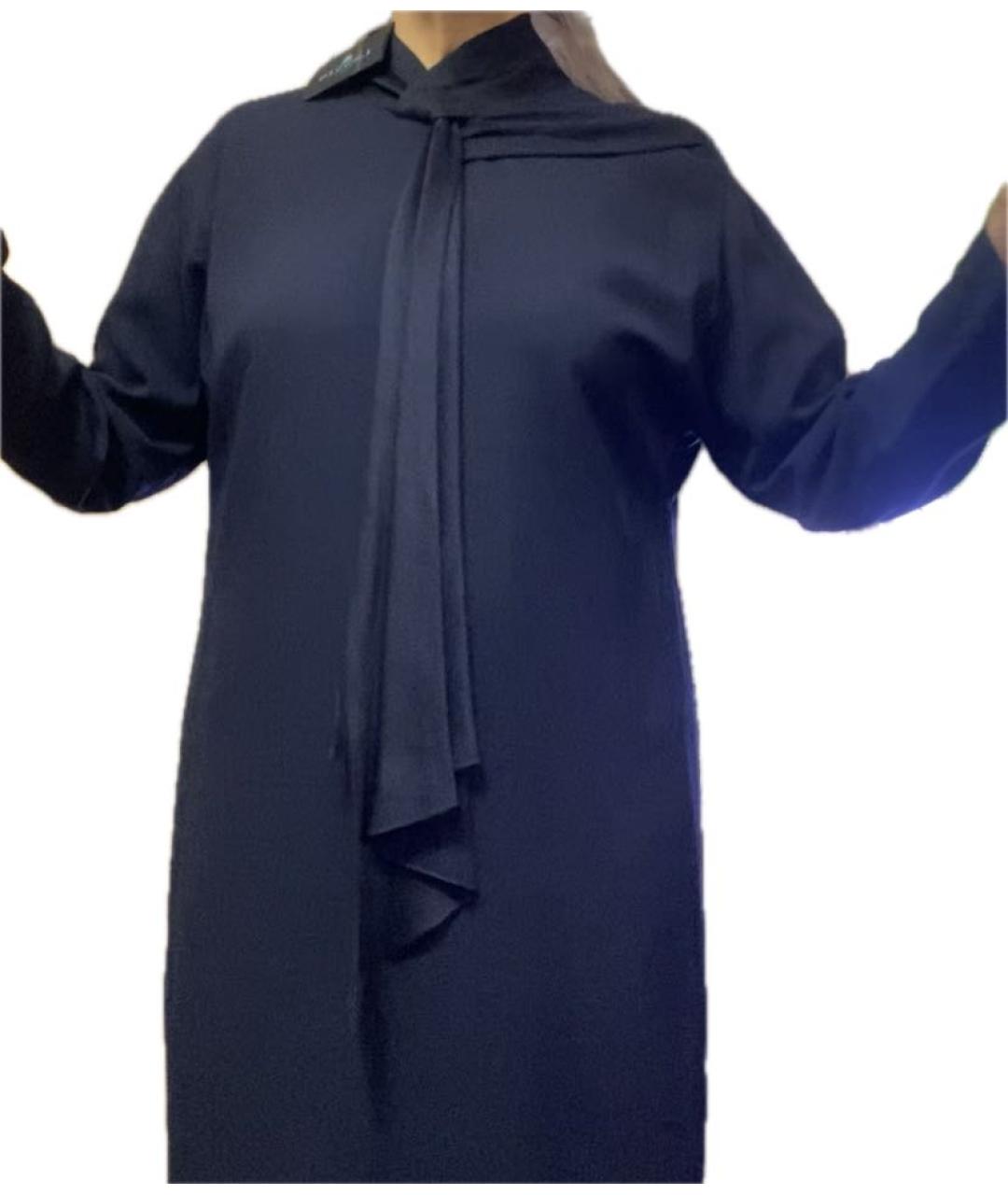 LANVIN Темно-синее шелковое повседневное платье, фото 2