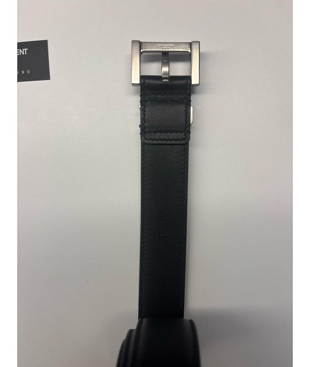 SAINT LAURENT Черный кожаный ремень, фото 2