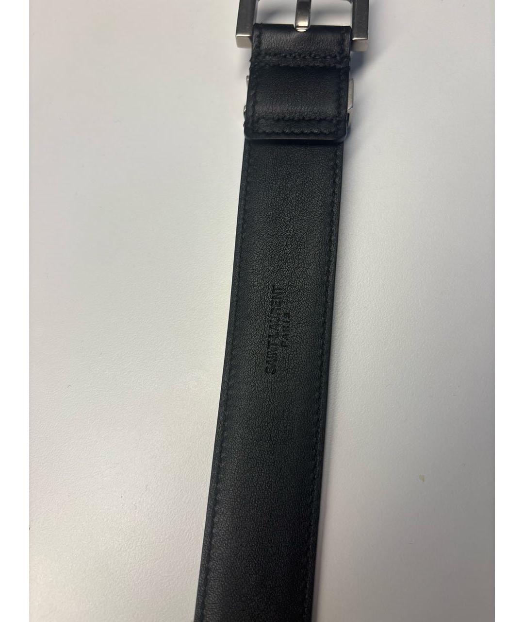 SAINT LAURENT Черный кожаный ремень, фото 4