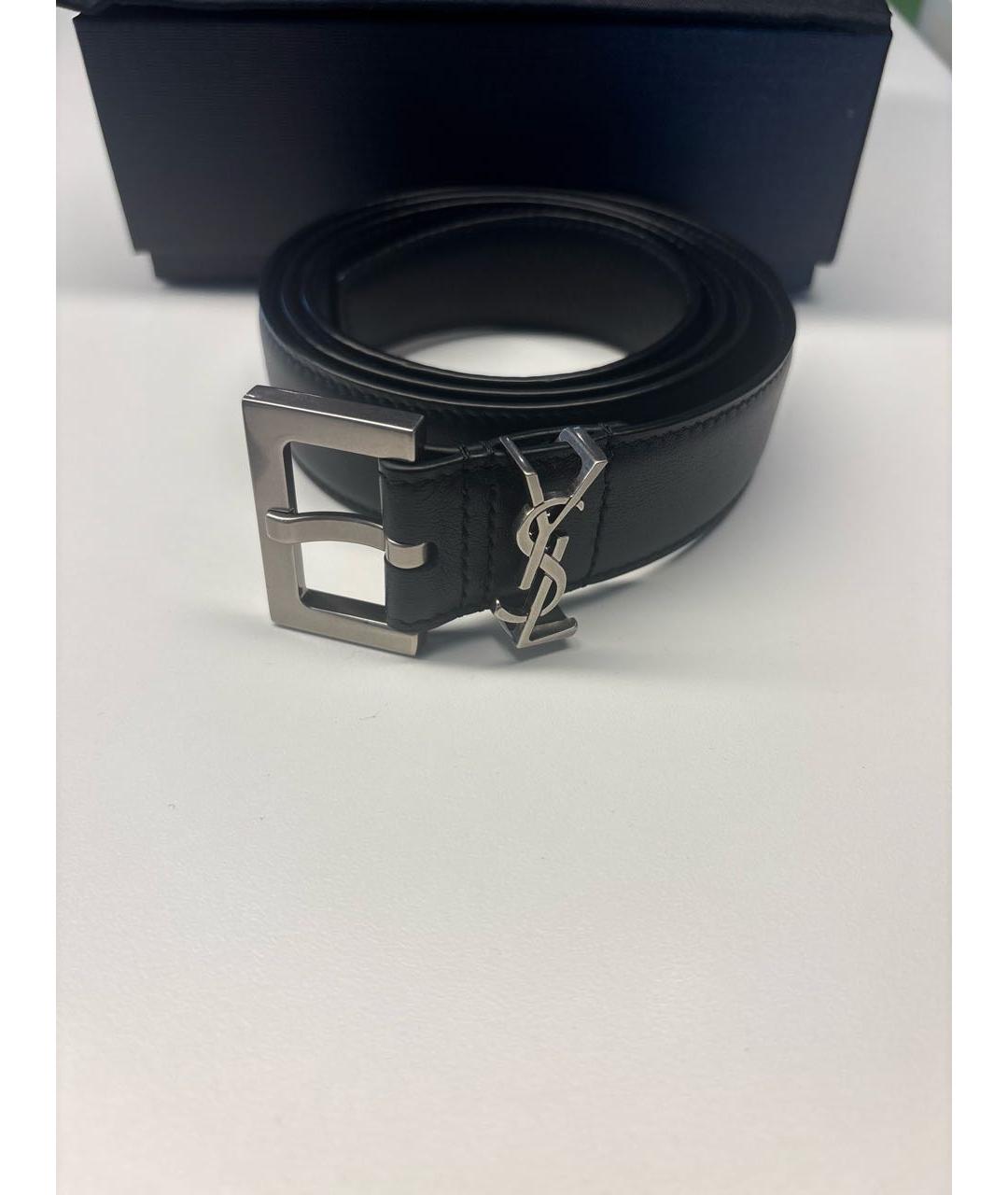 SAINT LAURENT Черный кожаный ремень, фото 6