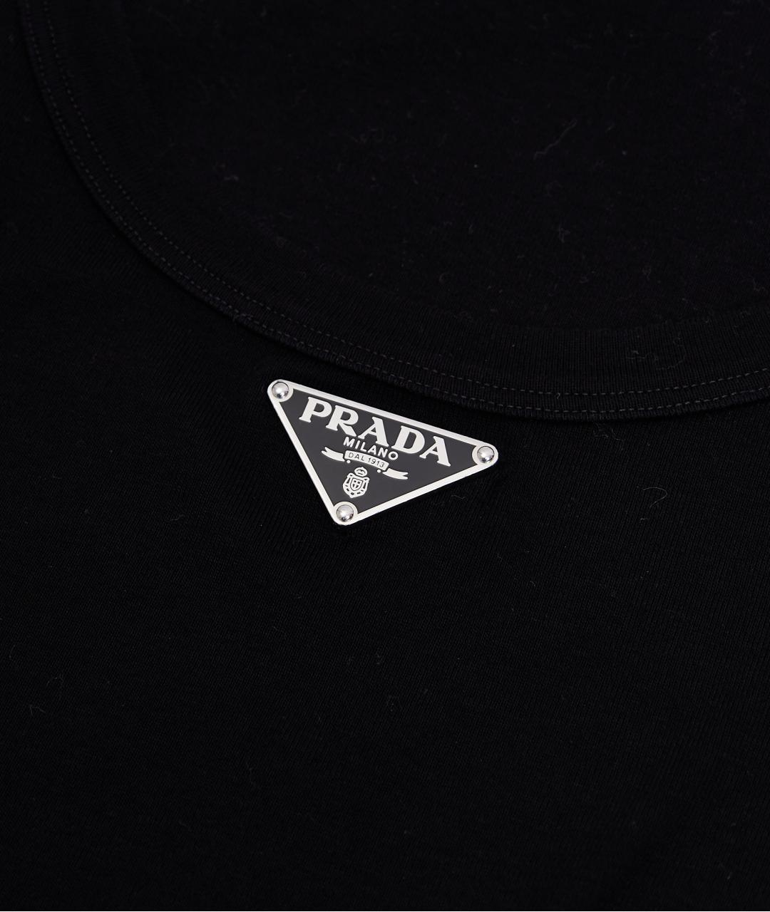 PRADA Черная хлопковая майка, фото 4