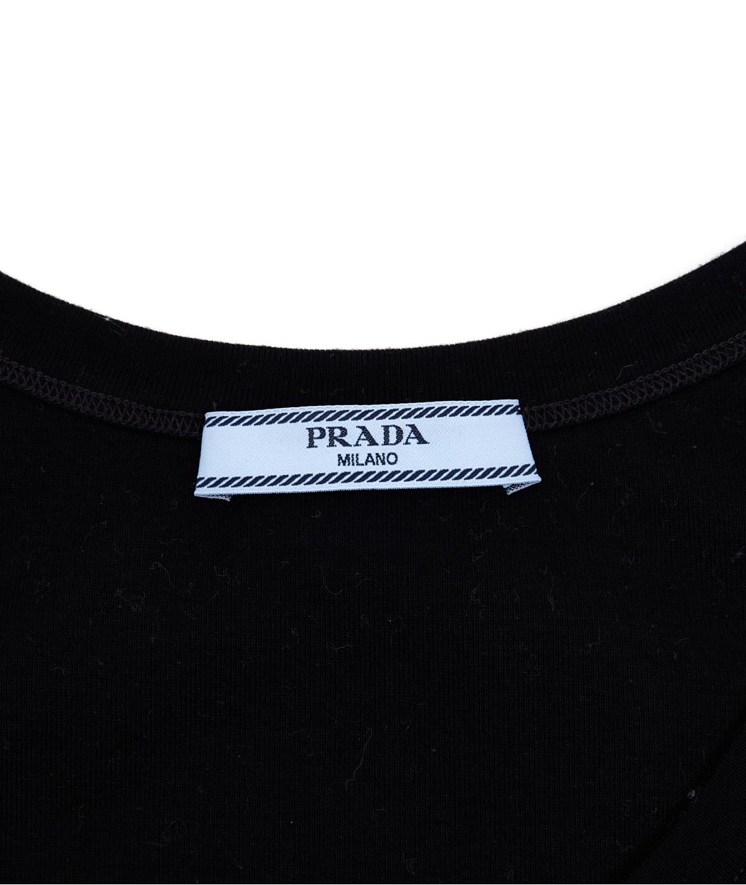 PRADA Черная хлопковая майка, фото 3