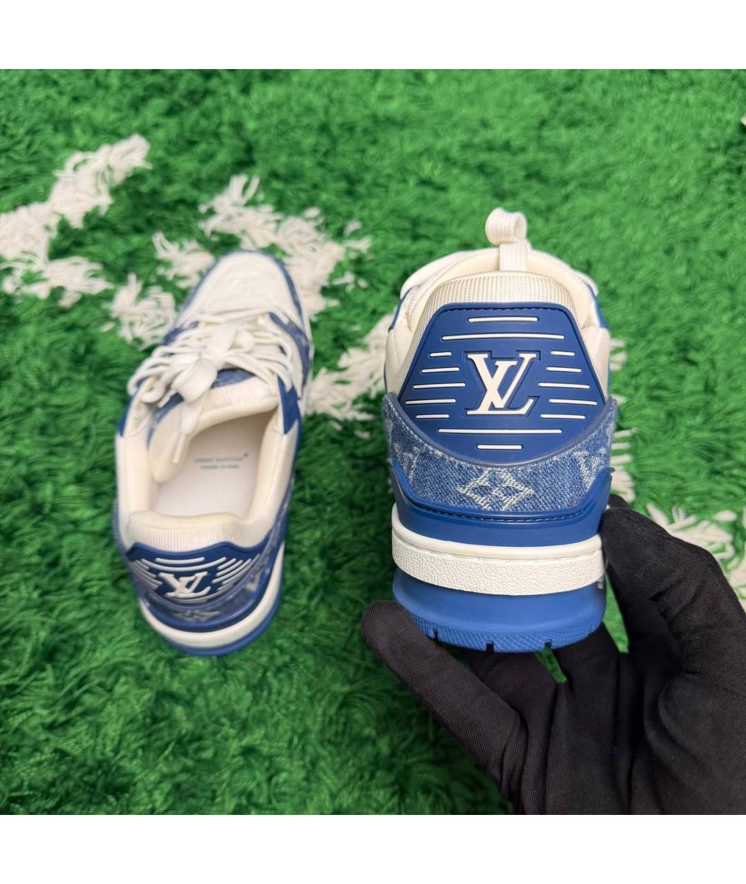 LOUIS VUITTON Белые кожаные низкие кроссовки / кеды, фото 4