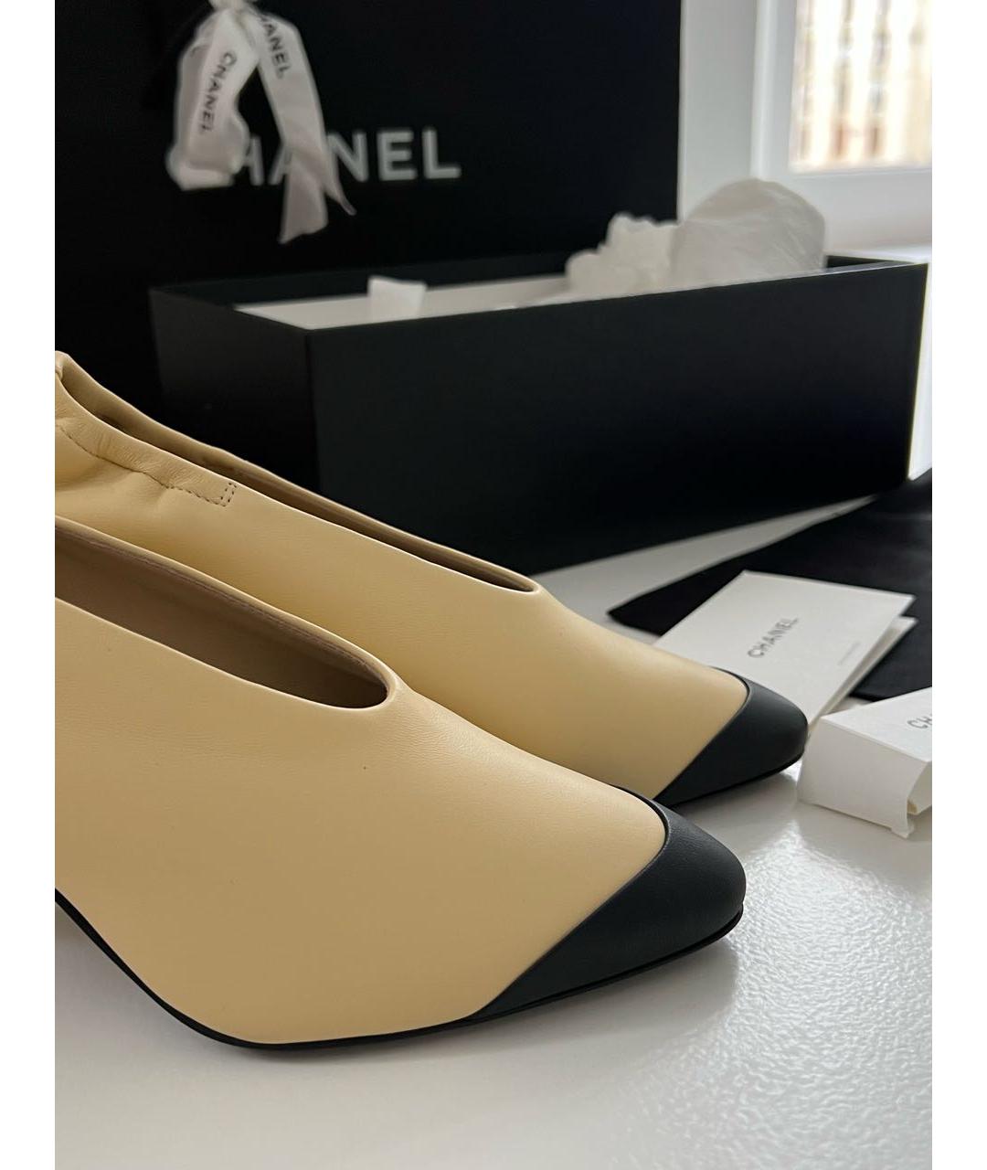 CHANEL Бежевые кожаные туфли, фото 6