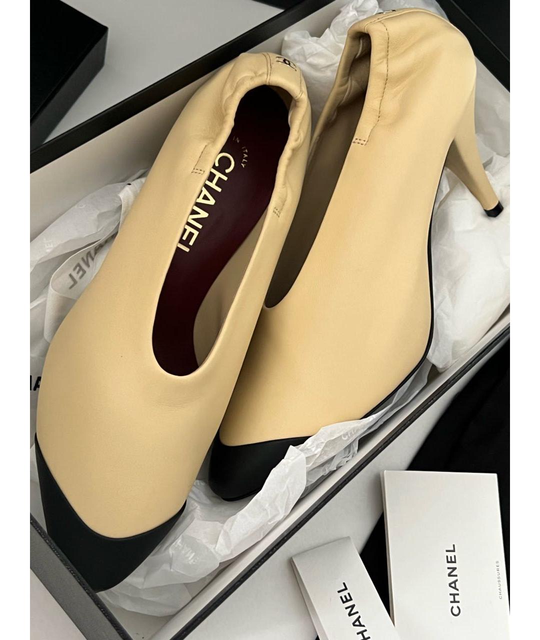 CHANEL Бежевые кожаные туфли, фото 8