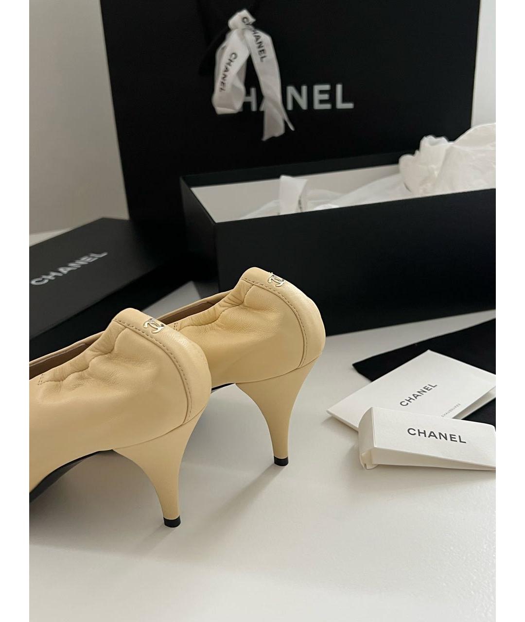 CHANEL Бежевые кожаные туфли, фото 5