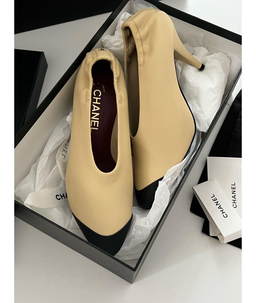 CHANEL Бежевые кожаные туфли, фото 7