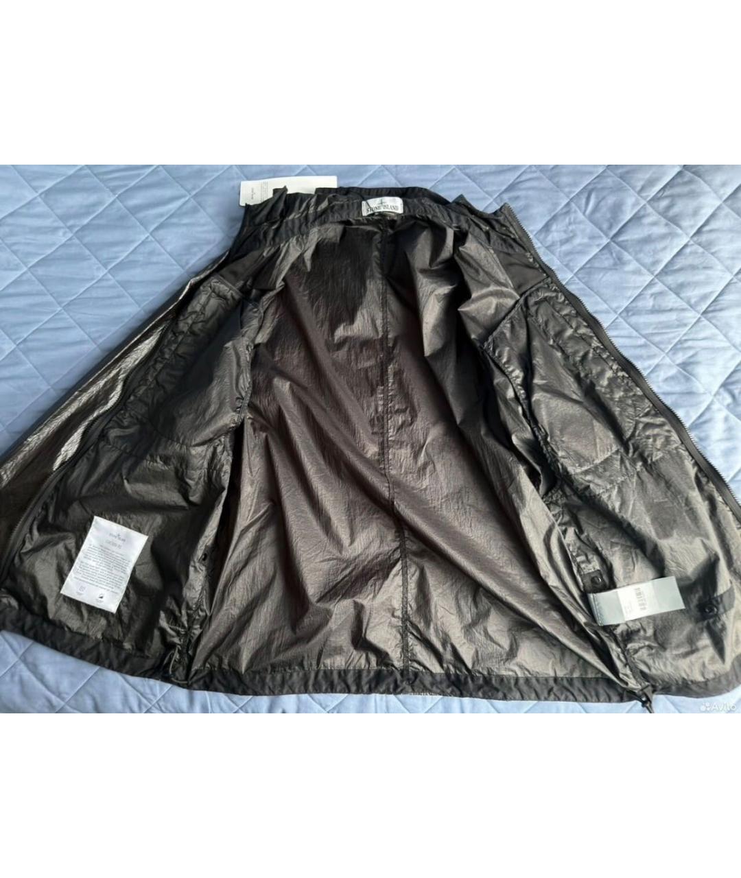 STONE ISLAND Черная полиуретановая куртка, фото 6