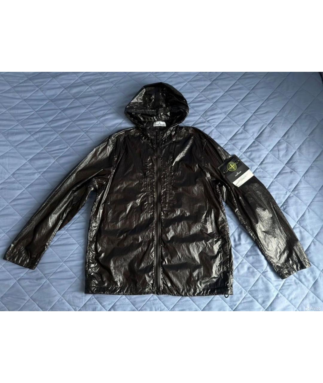 STONE ISLAND Черная полиуретановая куртка, фото 9