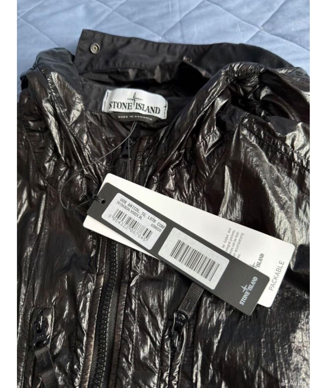 STONE ISLAND Черная полиуретановая куртка, фото 3