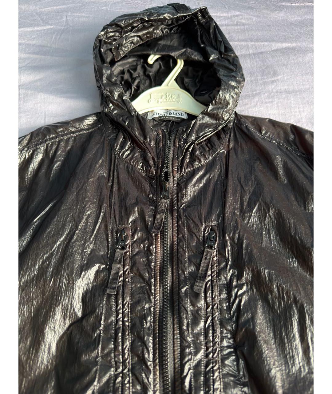 STONE ISLAND Черная полиуретановая куртка, фото 4