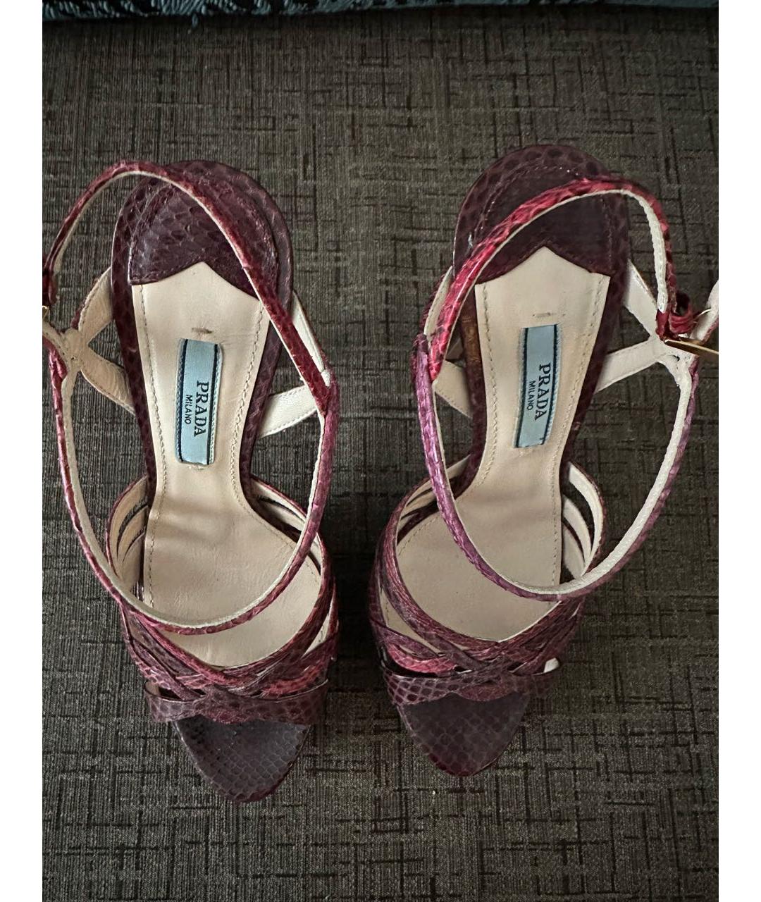 PRADA Бордовые кожаные туфли, фото 3