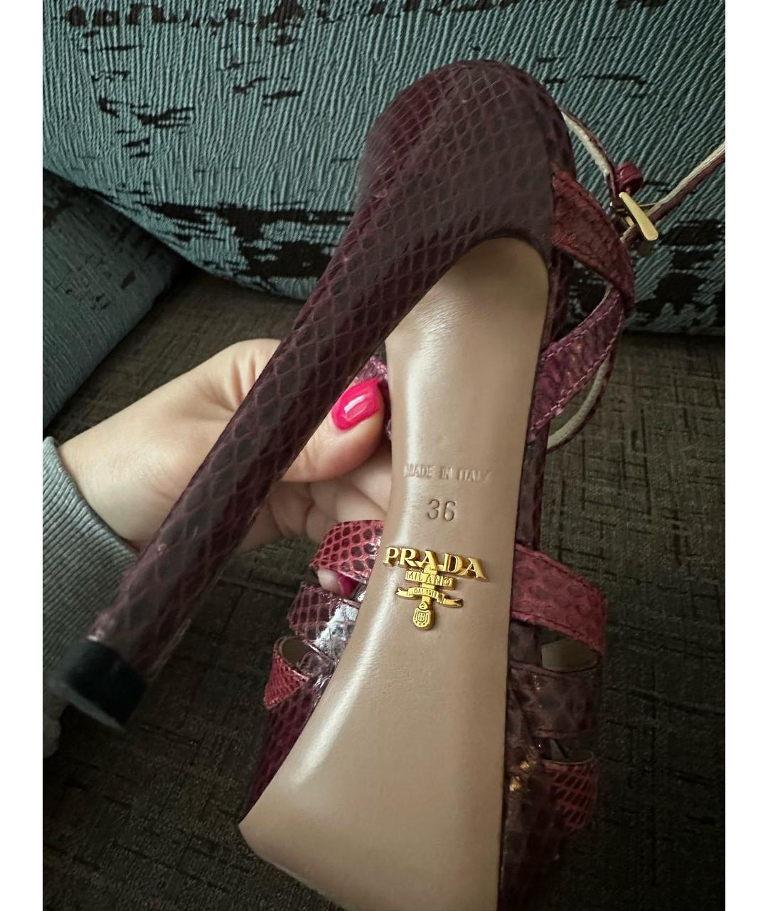 PRADA Бордовые кожаные туфли, фото 6