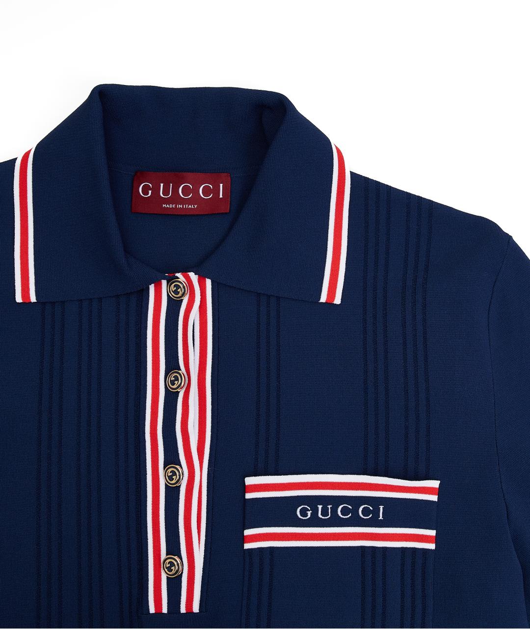 GUCCI Синяя вискозная футболка, фото 3