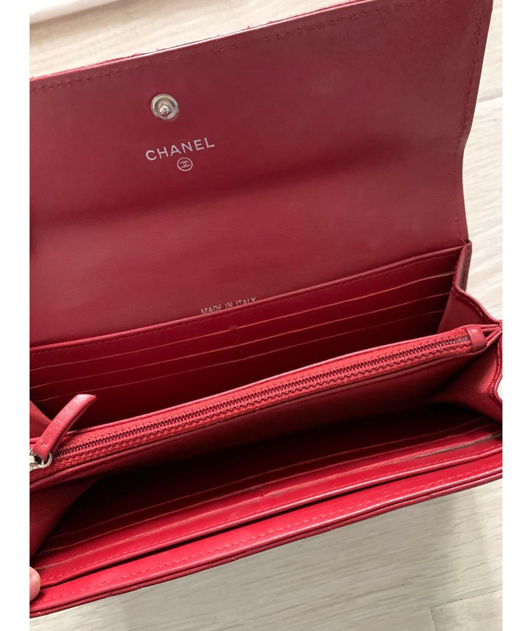 CHANEL Бордовый кожаный кошелек, фото 4