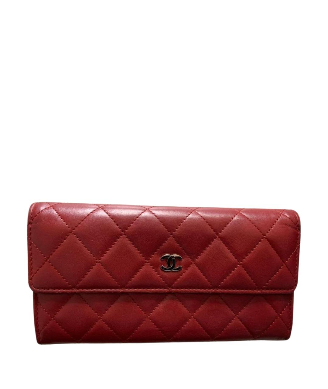 CHANEL Бордовый кожаный кошелек, фото 1