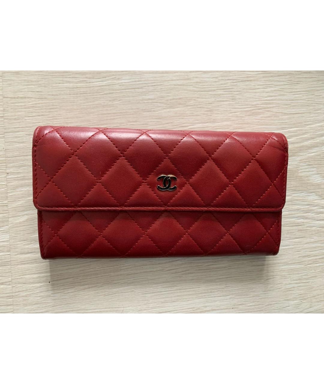 CHANEL Бордовый кожаный кошелек, фото 5