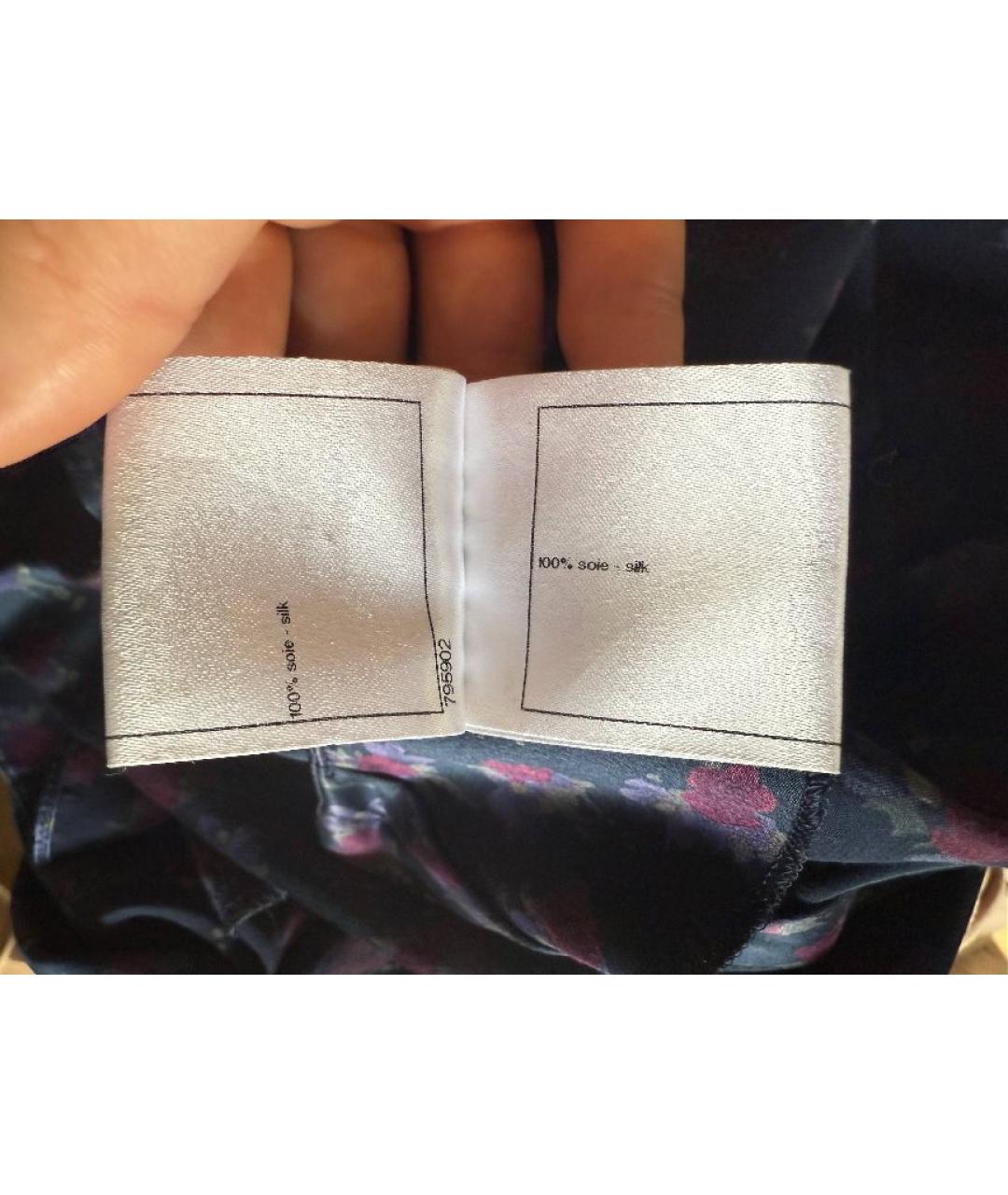 CHANEL Темно-синяя шелковая блузы, фото 5