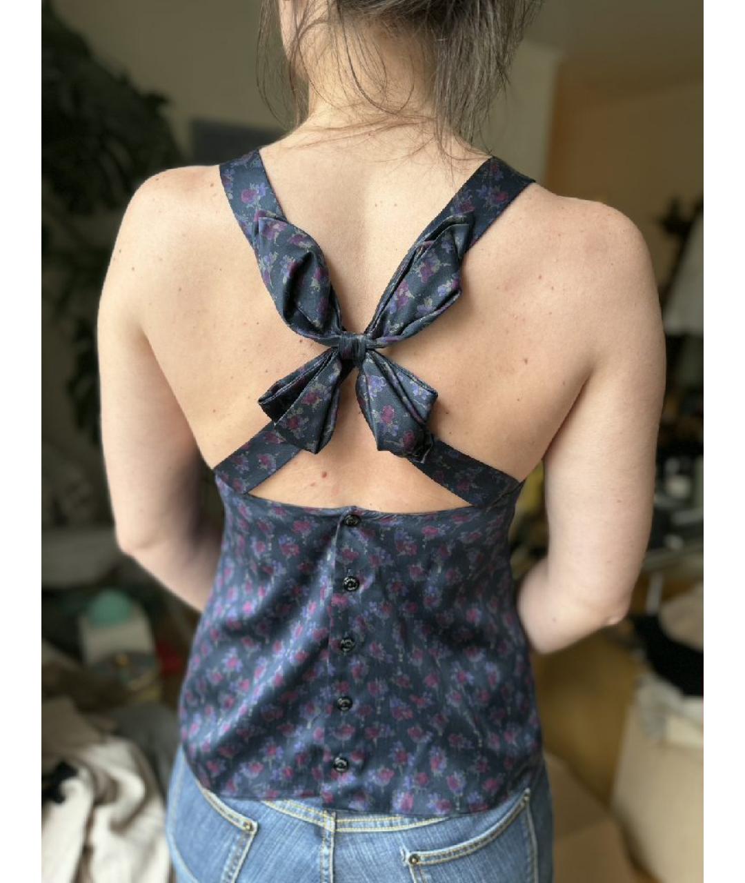 CHANEL Темно-синяя шелковая блузы, фото 6
