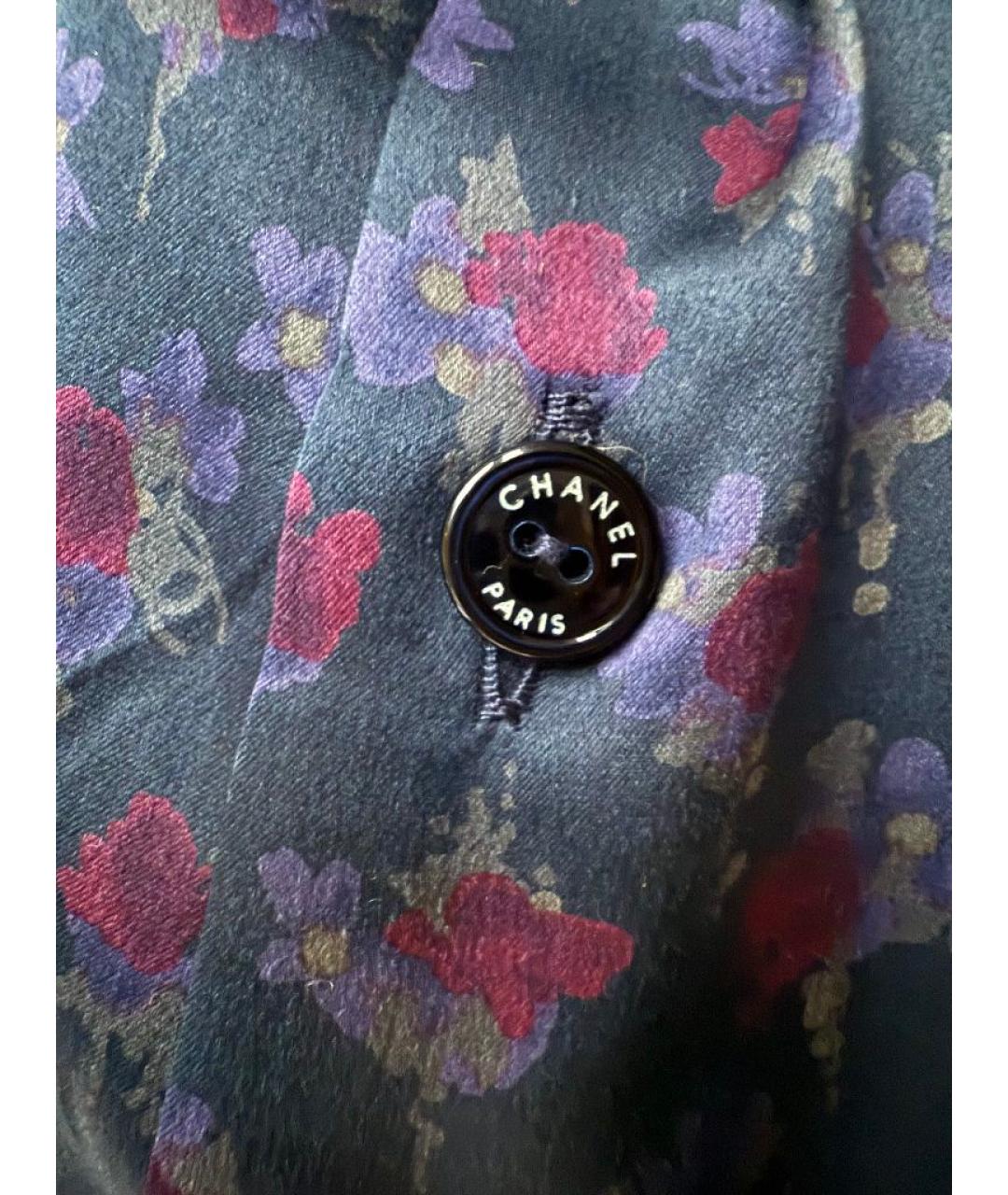 CHANEL Темно-синяя шелковая блузы, фото 4