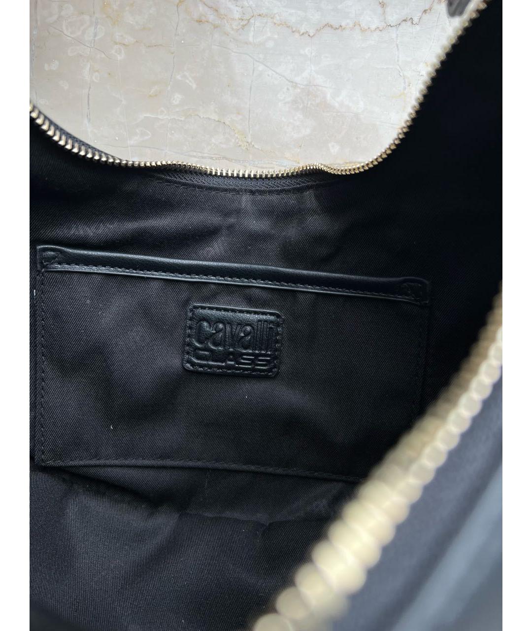 CAVALLI CLASS Черная кожаная сумка с короткими ручками, фото 4