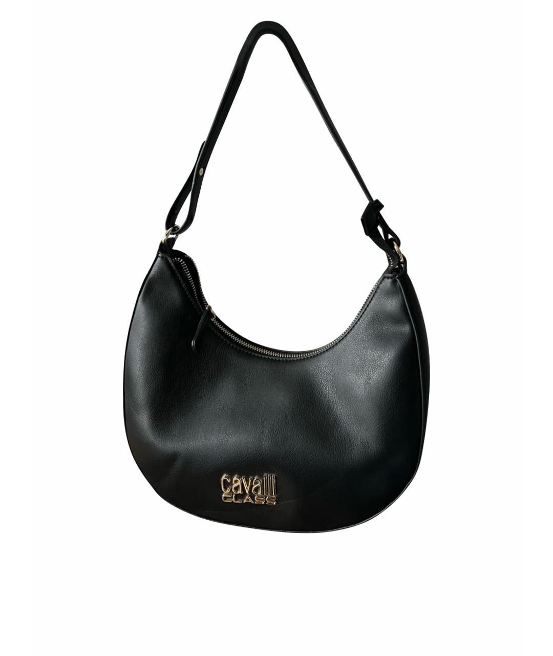CAVALLI CLASS Черная кожаная сумка с короткими ручками, фото 1