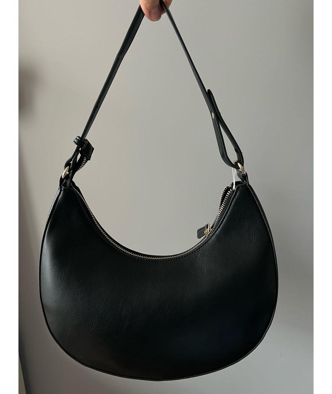 CAVALLI CLASS Черная кожаная сумка с короткими ручками, фото 3