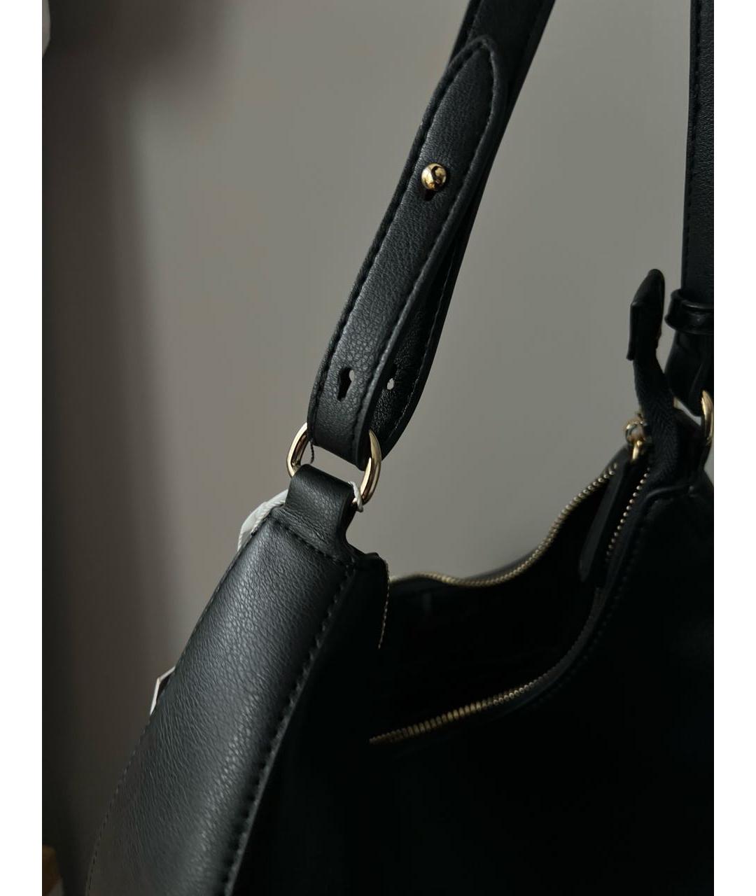 CAVALLI CLASS Черная кожаная сумка с короткими ручками, фото 5