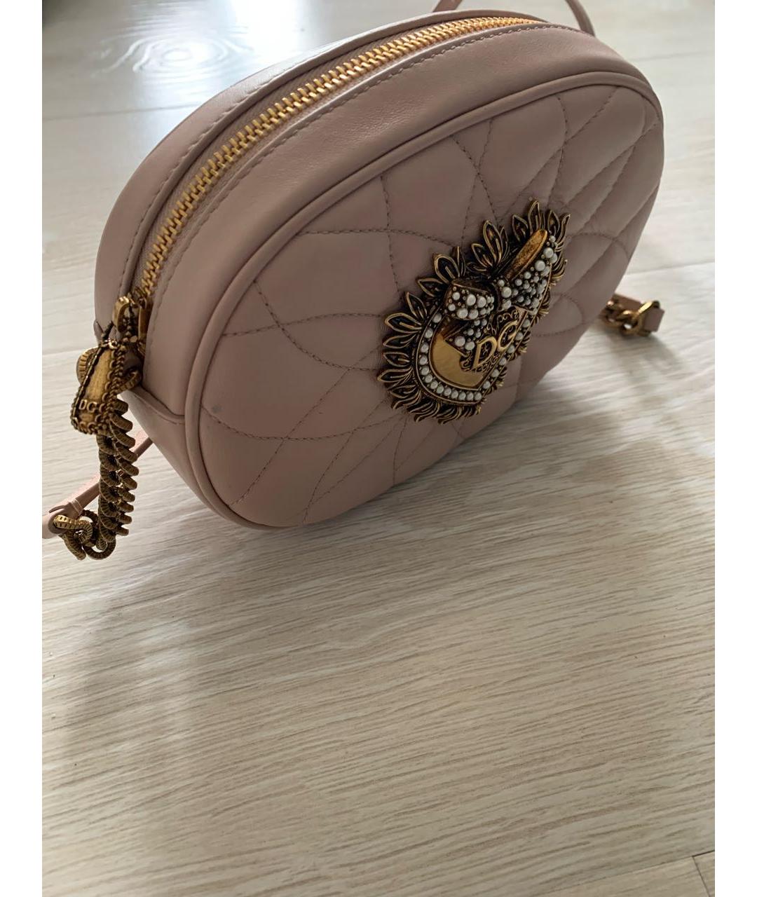 DOLCE&GABBANA Розовая кожаная сумка через плечо, фото 2