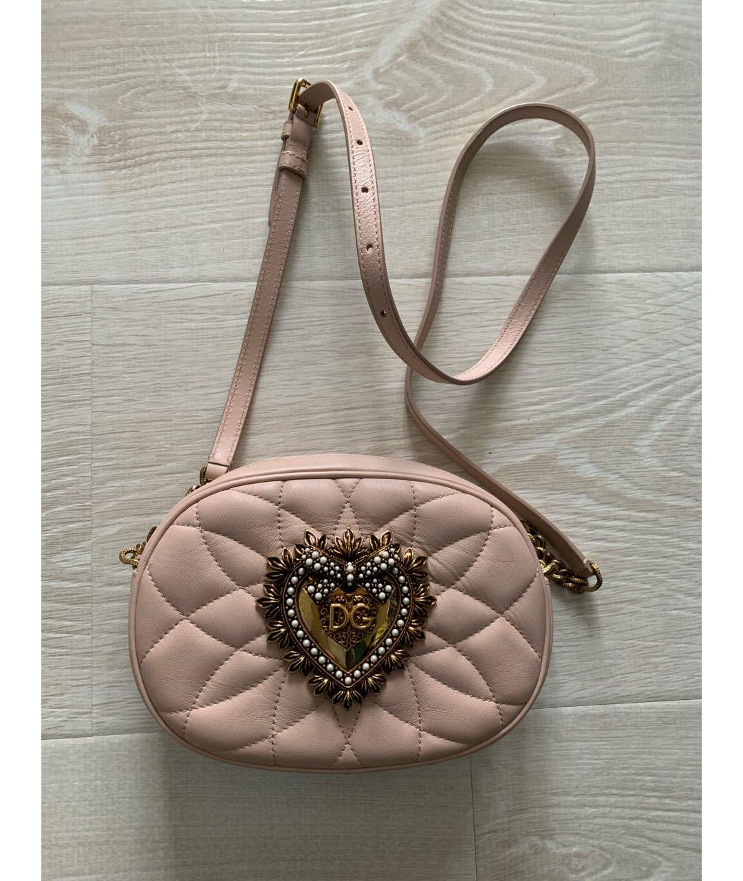 DOLCE&GABBANA Розовая кожаная сумка через плечо, фото 9