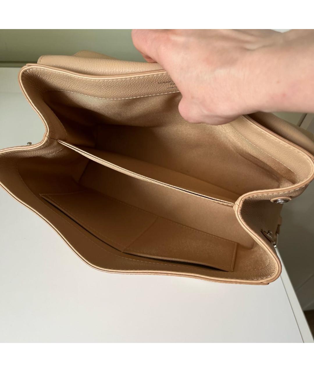 LOUIS VUITTON Бежевая кожаная сумка с короткими ручками, фото 5