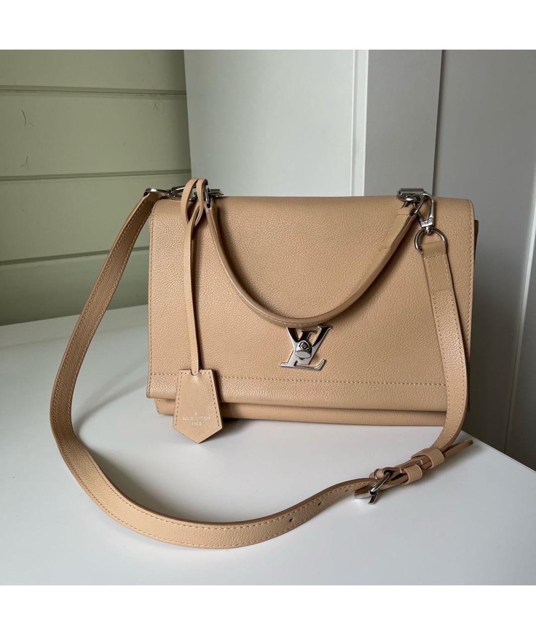 LOUIS VUITTON Бежевая кожаная сумка с короткими ручками, фото 9