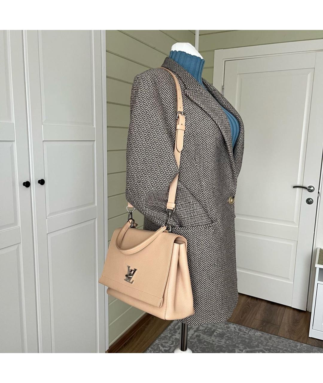 LOUIS VUITTON Бежевая кожаная сумка с короткими ручками, фото 3