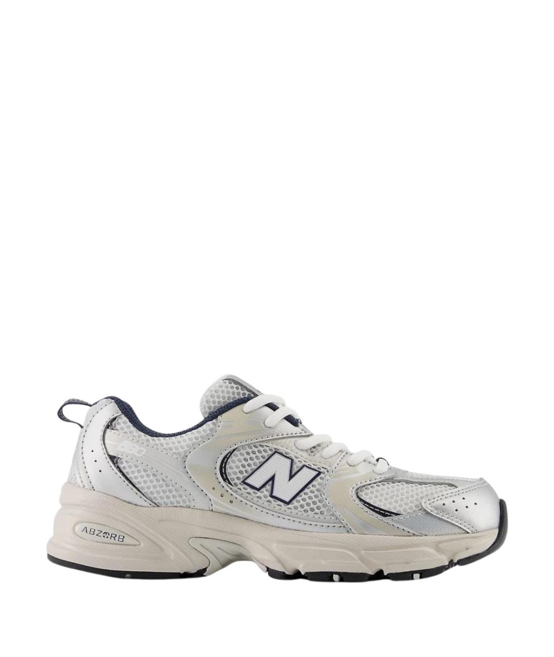 NEW BALANCE Серебряные кожаные кроссовки, фото 1