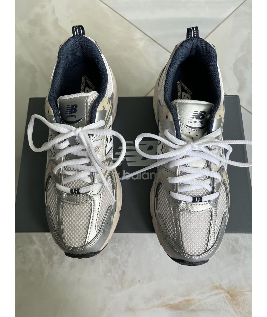 NEW BALANCE Серебряные кожаные кроссовки, фото 6