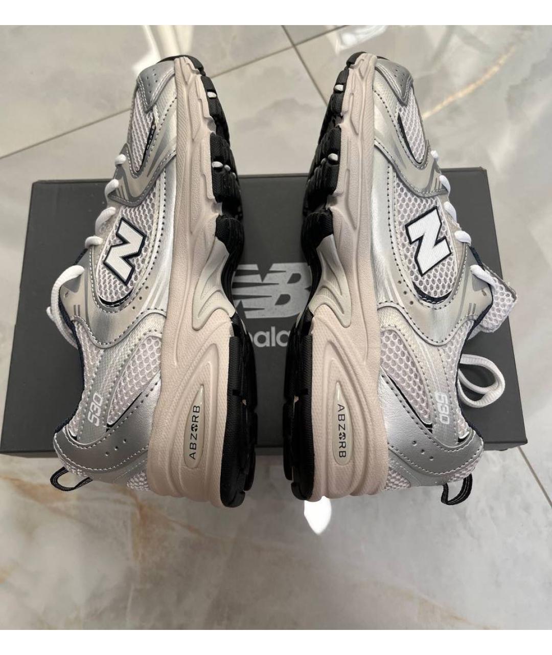 NEW BALANCE Серебряные кожаные кроссовки, фото 4