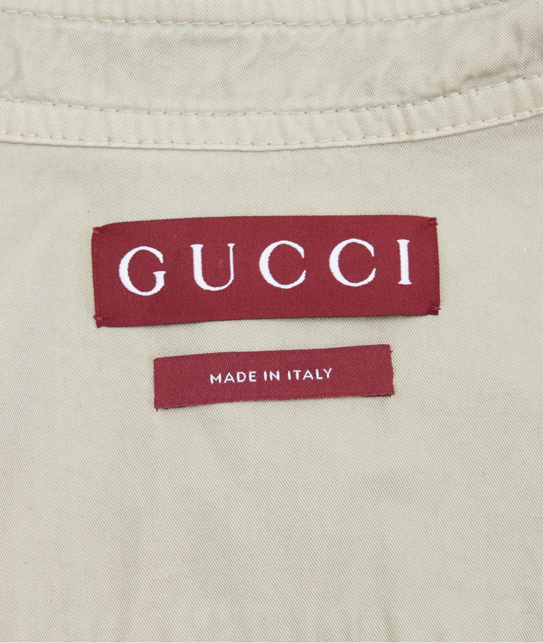 GUCCI Хаки хлопковая рубашка, фото 3